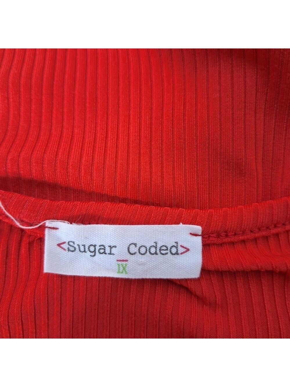 Sugar Coded Red Ribbed Keyhole Top Plus Size 1X - Picture 4 of 5